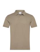 Slim-Fit Cotton-Piqué Polo Shirt Tops Polos Short-sleeved Khaki Green Mango