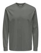 Onsfred Life Ls Tee Noos Tops T-Langærmet Skjorte Grey ONLY & SONS