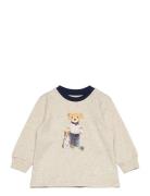 Polo Bear Cotton Jersey Long-Sleeve Tee Tops T-shirts Long-sleeved T-Skjorte Beige Ralph Lauren Baby