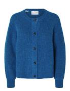 Slflulu Ls Knit Short Cardigan Noos Tops Knitwear Cardigans Blue Selected Femme