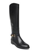 Brooke Burnished Leather Riding Boot Lange Støvler Black Lauren Ralph Lauren