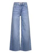 Wideleg Low Frayed Hem Jeans Bottoms Jeans Wide Jeans Blue Mango