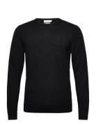 Superior Wool Crew Neck Sweater Tops Knitwear Round Necks Black Calvin Klein