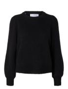 Slflulu Ls Knit Rib O-Neck Noos Tops Knitwear Jumpers Black Selected Femme