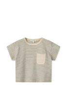 Dodoma Baby Stripe Shortsleeve T-Shirt Tops T-Kortærmet Skjorte Beige Liewood