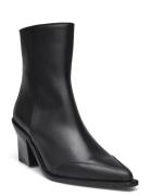 Cara Boots Semy-Shiny Calfskin Shoes Boots Ankle Boots Ankle Boots With Heel Black Zadig & Voltaire