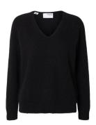 Slflulu New Ls Knit V-Neck B Noos Tops Knitwear Jumpers Black Selected Femme