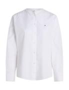 Collarless Poplin Regular Shirt Tops Shirts Long-sleeved White Tommy Hilfiger