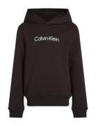 Inst. Logo Reg. Terry Hoodie Tops Sweatshirts & Hoodies Hoodies Black Calvin Klein