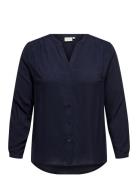 Caranita Ls Shirt Aop Tops Shirts Long-sleeved Navy ONLY Carmakoma