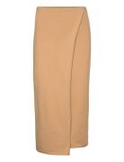 Knit Wrap Skirt Lang Nederdel Beige Mango