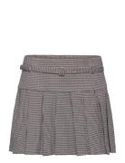 Houndstooth Belt Miniskirt Kort Nederdel Blue Mango