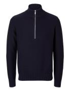 Slhaxel Ls Knit Half Zip Tops Knitwear Half Zip Jumpers Navy Selected Homme