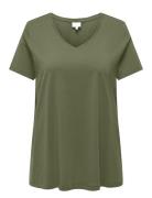 Carbonnie Life S/S V A-Shape Tee Noos Tops T-shirts & Tops Short-sleeved Green ONLY Carmakoma