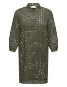 Carphoebe Life 3/4 Shirt Dress Aop Knælang Kjole Green ONLY Carmakoma