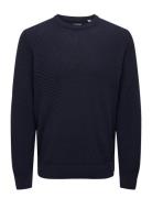 Onsfoster Life Reg 7 Struc Crew Knit Tops Knitwear Round Necks Navy ONLY & SONS