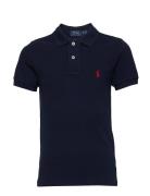 Slim Fit Cotton Mesh Polo Shirt Tops T-shirts Polo Shirts Short-sleeved Polo Shirts Blue Ralph Lauren Kids