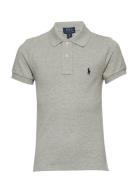 Slim Fit Cotton Mesh Polo Shirt Tops T-shirts Polo Shirts Short-sleeved Polo Shirts Grey Ralph Lauren Kids