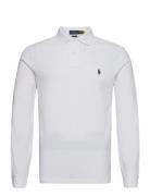 Slim Fit Mesh Long-Sleeve Polo Tops Polos Long-sleeved White Polo Ralph Lauren