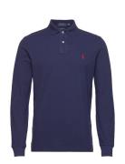 Custom Slim Fit Mesh Polo Shirt Tops Polos Long-sleeved Blue Polo Ralph Lauren