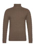 Slhryan Structure Roll Neck Tops Knitwear Turtlenecks Brown Selected Homme