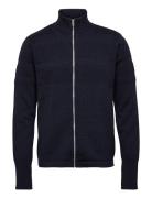 Wool Klemens Zip Knit Tops Knitwear Full Zip Jumpers Navy Mads Nørgaard