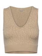 Sthlm Seamless Light Crop Top Sport Crop Tops Sleeveless Crop Tops Beige Björn Borg