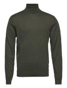 Slhtown Merino Coolmax Knit Roll B Tops Knitwear Turtlenecks Green Selected Homme