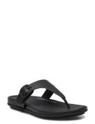 Gracie Rubber-Buckle Leather Toe-Post Sandals Shoes Summer Shoes Sandals Flip Flops Black FitFlop