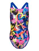 Girls Digital Allover Powerback Sport Swimsuits Pink Speedo