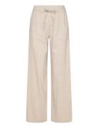 Pzluca Pant Full Lenght Wide Leg Bottoms Trousers Linen Trousers Beige Pulz Jeans