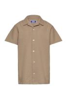 Jorpalma Seersucker Shirt Ss Jnr Tops Shirts Short-sleeved Shirts Beige Jack & J S