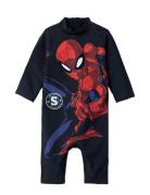 Nmmmoth Spiderman Ls Uv Suit Mar Swimwear Uv Clothing Uv Suits Navy Name It