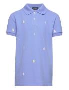 Polo Pony Cotton Mesh Polo Shirt Tops T-shirts Polo Shirts Short-sleeved Polo Shirts Blue Ralph Lauren Kids