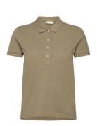 Slim Sheild Cap Sleeve Pique Polo Tops T-shirts & Tops Polos Khaki Green GANT