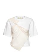 Draped Mesh Top Designers T-shirts & Tops Short-sleeved White Les Coyotes De Paris