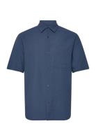 Cotton Linen Victor Shirt Ss Tops Shirts Linen Shirts Blue Mads Nørgaard