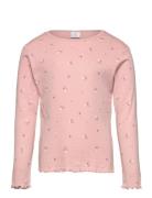 Top L S Pointelle Aop Tops T-shirts Long-sleeved T-Skjorte Pink Lindex