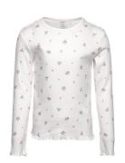 Top L S Pointelle Aop Tops T-shirts Long-sleeved T-Skjorte White Lindex