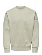 Onsdan Life Rlx Heavy Sweat Crew Tops Sweatshirts & Hoodies Sweatshirts Cream ONLY & SONS