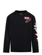 Nike Dri-Fit Swoosh Scribble Longsleeve Tee Tops T-shirts Long-sleeved T-Skjorte Black Nike