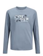 Jcooutdoor Logo Tee Aw24 Ls Crew N Mni Tops T-shirts Long-sleeved T-Skjorte Blue Jack & J S