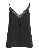 Vicava V-Neck Lace Singlet- Noos Tops T-shirts & Tops Sleeveless Black Vila