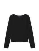 Nlfnove Ls Deep O-Neck Short Top Noos Tops T-shirts Long-sleeved T-Skjorte Black LMTD