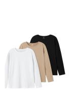 Nkmvobbo Ls Nreg Top 3P Noos Tops T-shirts Long-sleeved T-Skjorte Multi/patterned Name It