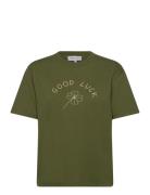 Popincourt Good Luck / Gots Tops T-shirts & Tops Short-sleeved Green Maison Labiche Paris