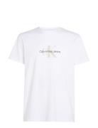 Distressed Monologo Tee Tops T-Kortærmet Skjorte White Calvin Klein Jeans