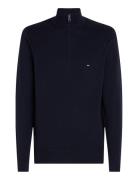 Essential Cotton Zip Mock Tops Knitwear Half Zip Jumpers Navy Tommy Hilfiger