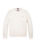 Essential Reg Cable Sweater Tops Knitwear Pullovers White Tommy Hilfiger