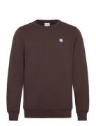 Erik Basic Badge Sweat - Gots/Vegan Tops Sweatshirts & Hoodies Sweatshirts Brown Knowledge Cotton Apparel